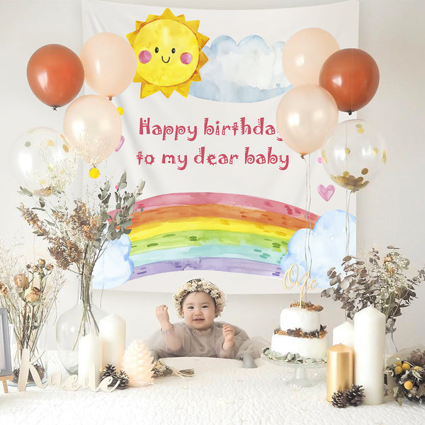 Rainbow Birthday Party Banner Decoration001-1