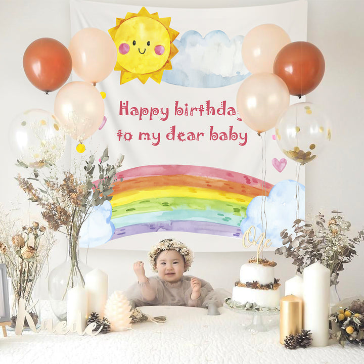 Rainbow Birthday Party Banner Decoration001-1