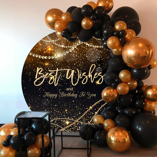 Round Black Shiny Pearl Backdrop Birthday Party Backdrop