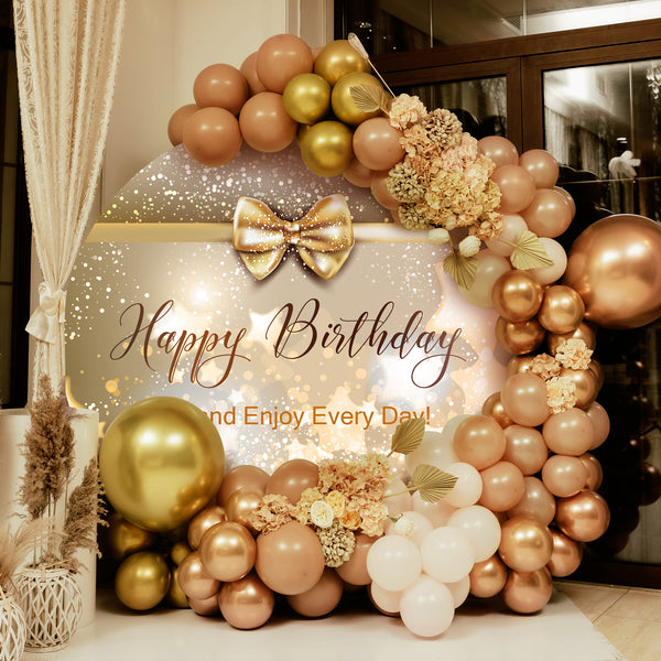 Round Champagne Gold Shining Stars Backdrop Birthday Party Backdrop