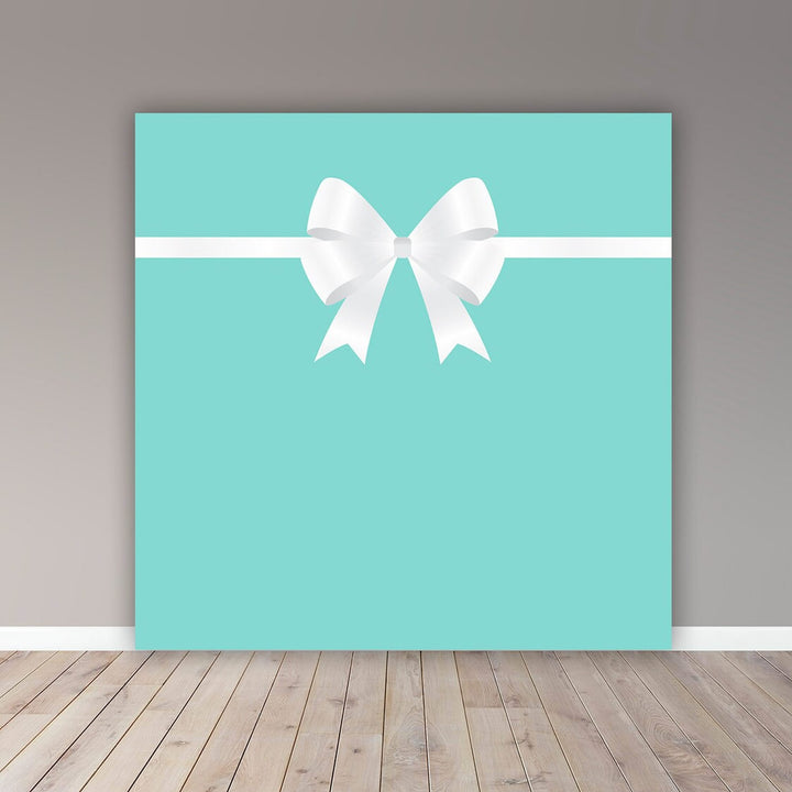 Sweet 32 Birthday Party Blue Breakfast at Party Backdrop | White Bow Birthday Decorations